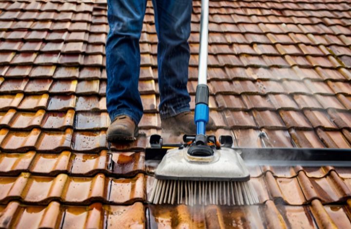 Soft wash roof cleaning